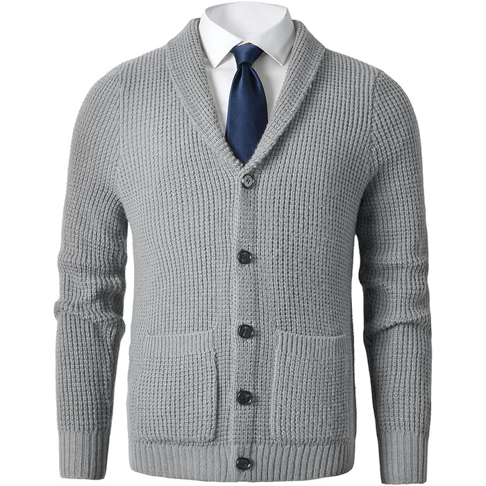 Чоловіча в'язана жилетка з коміром-шарфом, візерунок 