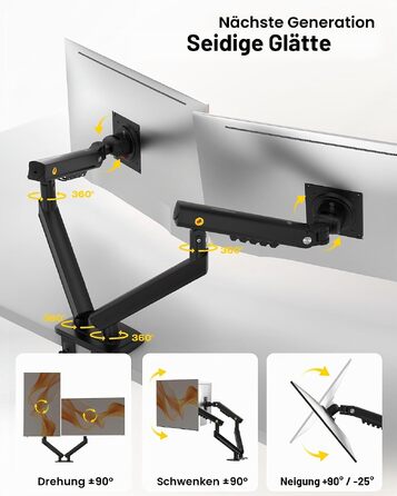 Кронштейн для двох моніторів NB Ergonomic Smoovex (17-32 дюйми), двоплечий, чорний