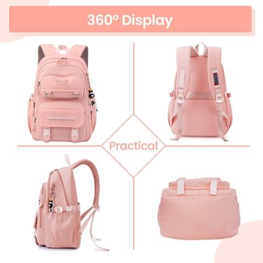 Шкільний рюкзак Tanou для дівчаток-підлітків, велика місткість, чорний (9573# Рожевий)