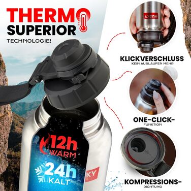 Stainless Steel Water Bottle with FREE Carry Bag - 700ml - BPA-Free, Leak-Proof, and Dishwasher Safe Thermo Insulated Bottle - Double-Walled Thermos Bottle, Sports, Outdoor (700 ml, Silver Edition)