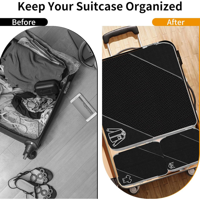 Органайзер для валізи, набір 6 шт. Компресійні кубики для пакування, дорожній органайзер, чорний (8 шт.)