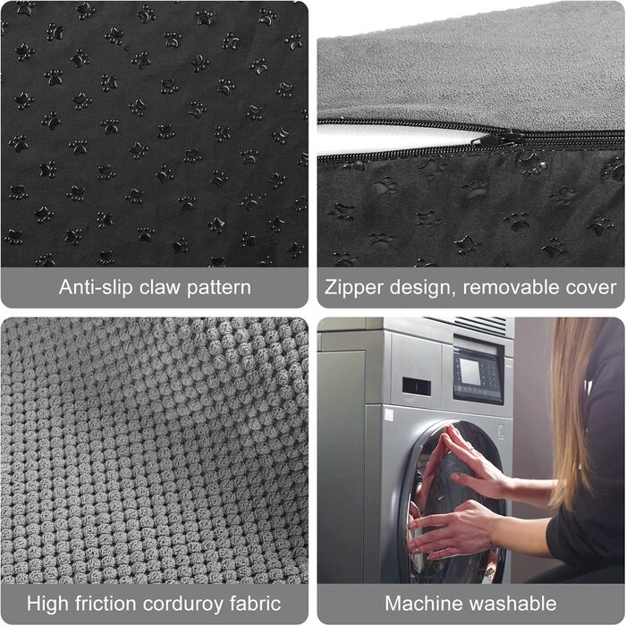 Lannvan Dog Stairs for Small Dogs, 2 Steps Pet Stairs Cat Stairs, Sponge Dog Ramp for Sofa Bed, Dog Steps with Removable Cover, Washable Pet Ladder, Lint Roller Included, Grey
