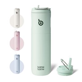 Фляга спортивна BOTTLE BOTTLE 750 мл з соломинкою, кришкою та ручкою, зелена - не протікає, BPA-free, подвійні стінки, для фітнесу, подорожей