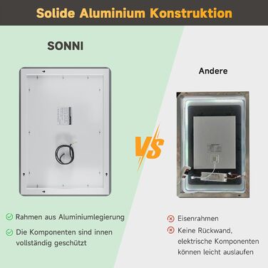 Дзеркало для ванної кімнати SONNI з підсвічуванням 60x40 см, LED, IP44, біле