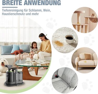 WORKPRO Мийний пилосос 450W 13kPa, 1.6L з миючим засобом та 2 насадками, для чищення килимів, меблів та авто