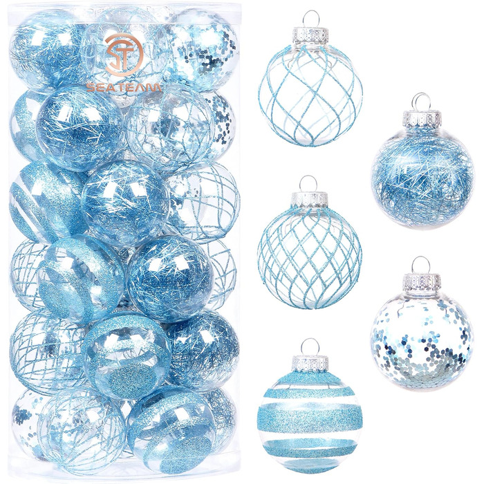 Набір прикрас на ялинку Sea Team 60 мм, 30 шт., блакитний (6CM-C)