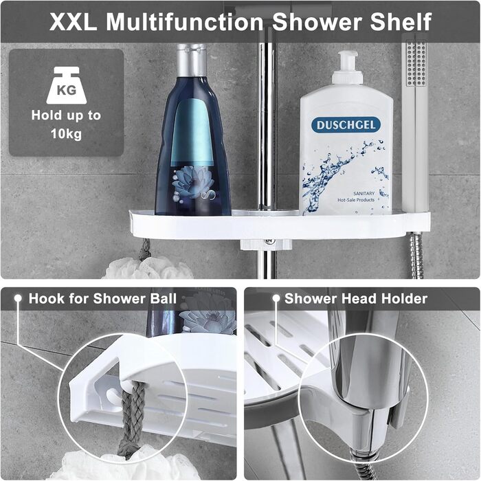 Gorch Rain Shower System with Shelf, Shower Set without Shower Faucet (20x20cm) (UYT-D20CP-Shelf, Chrome)
