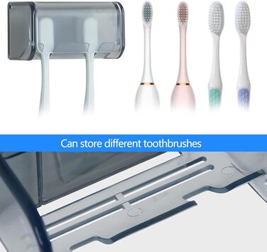 Wall-Mounted Toothbrush Holder, 2 Compartments, Bathroom, Shower, Dorm, Closet Organizer, Transparent, 2 Pack