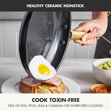 GreenPan Reserve Hard Anodized, Healthy Ceramic Non-Stick Coating, 16-Piece Cookware Set, Pots and Pans, Golden Handle, PFAS-Free, Dishwasher Safe, Oven Safe, Black 16 Piece Cookware Pots and Pans Set Schwarz