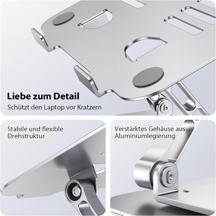 Підставка для ноутбука CreaDream, алюміній, 360° обертання, регульована, для 10-17