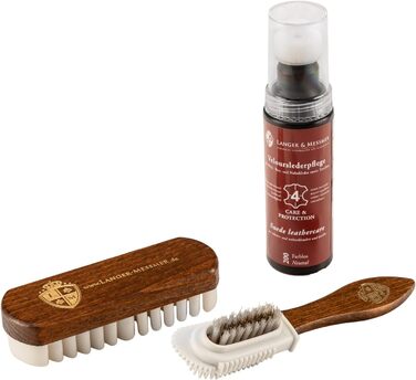 Langer & Messmer Leather Care Set for Suede - Shoe Care Set with Shoe Brushes for Nubuck Leather Care and Care Products for Refreshing Color, Protection, and Impregnation to Care for Your Suede Shoes