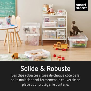 SmartStore - 10x Storage Box with Lid Classic 2L (21x17x11cm) | Stackable Box with Lid | Food-Safe Plastic Box | Plastic Box with Lid & Reinforced Corners | 10-Year Warranty (3.5L)