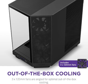 NZXT H6 Flow: Корпус ПК Mid-Tower з двома камерами, чорний, з 3 вентиляторами 120 мм