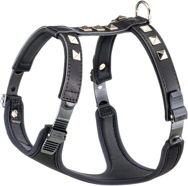 Нашийник для собак середніх порід Ferplast Giotto Luxor з натуральної шкіри та срібними заклепками, чорний (M)