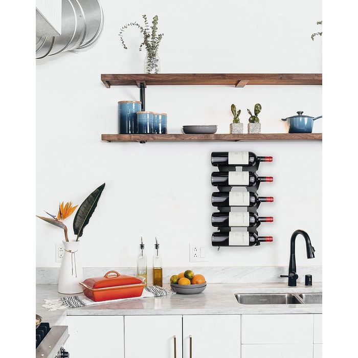 Steel wine rack for all types of wine, with wall mount and decorative molding. (2 x White)