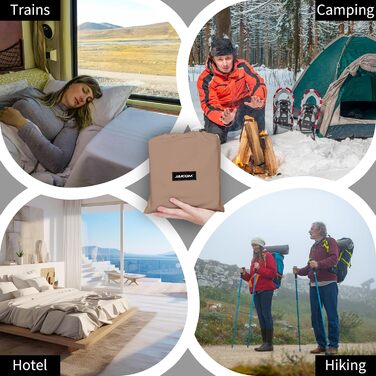 JAICOM Sleeping Bag, 2-in-1 Microfiber Sleeping Bag, Ultralight Silk Sleeping Bag for Travel - With Pillow Pocket Double Sleeping Bag, Ideal for Backpacking, Hotels & Huts, 180 * 220 cm