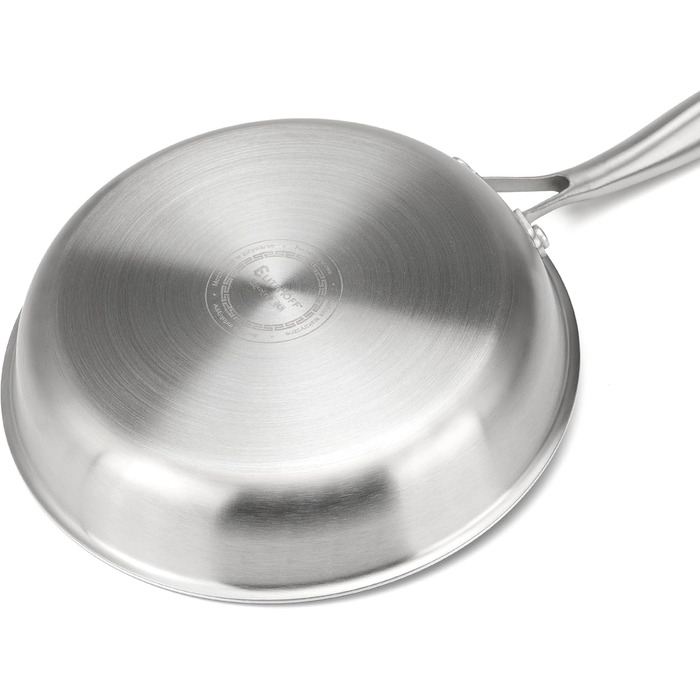 Пан з антипригарним покриттям EliteHoff 28 см, нержавіюча сталь, індукційний, для всіх плит, PFOA-free, для духовки та посудомийної машини, сріблястий (E-7547)
