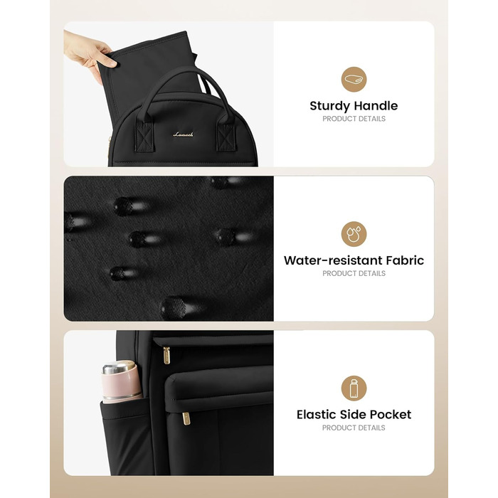 Рюкзак-переноска LOVEVOOK для мами та тата: рюкзак-сумка для догляду за дитиною з пеленальною підкладкою та ременями для дитячої коляски, чорний M