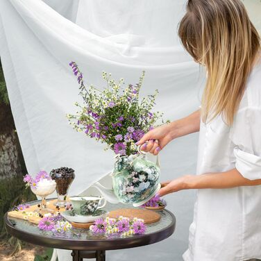 Порцелянова чайник з кістяної порцеляни 1 л Vintage Floral, біла троянда, для чаю та кави, подарунок для чайної вечірки