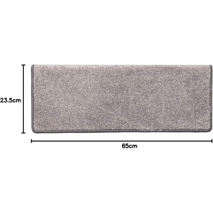 Casa Pura Non-Slip Stair Treads - 15 Piece Set | Soft Plush Carpet for Stairs | Self-Adhesive, 65 x 23.5 x 1.3 cm