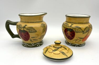 Tuscan Collection Deluxe Hand-Painted Sugar Bowl & Creamer Set by ACK
