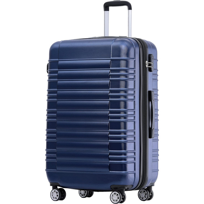 Набір валіз Beibye 2088 з подвійними колесами (M-L-XL) - комплект валіз на колесах, валіза-троль, подорожі, темно-синій
