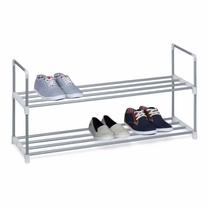 Relaxdays Shoe Rack, Metal, Silver