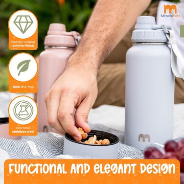 Фляга для собак Miracle Pets: 1 л, нержавіюча сталь, BPA-free, з мийкою, для подорожей