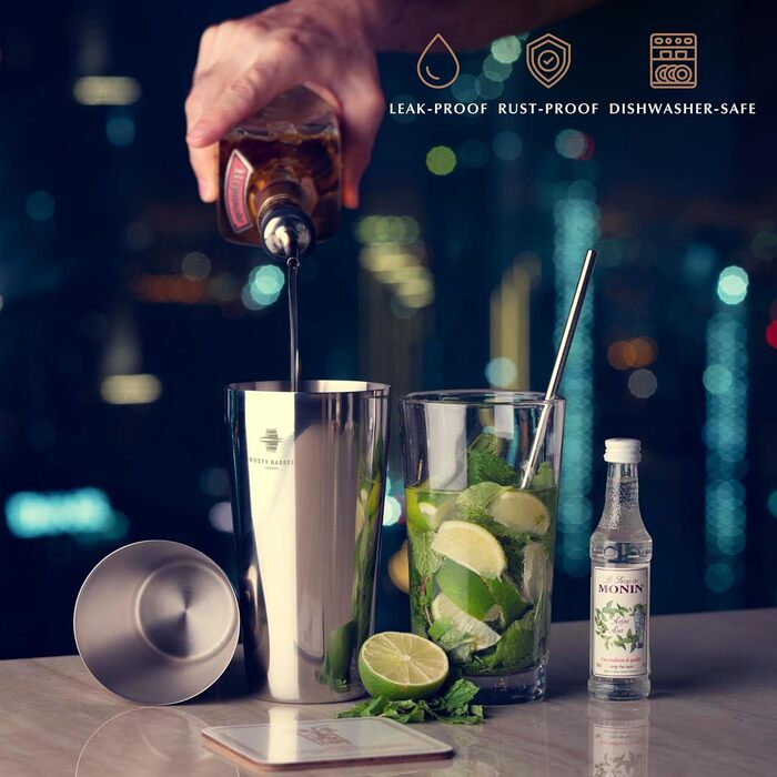Belgravia Cocktail Set – Cocktail Shaker Set with Boston Stainless Steel Cocktail Shaker and Cocktail Accessories | Cocktail Mix Set in a Luxurious Gift Box (Silver)