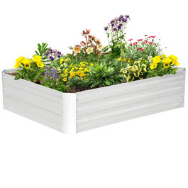 Підвищене грядка Outsunny зі сталі з гарячим цинковим покриттям 120 x 90 x 30 см Садовий грядок Ящик для посадки Сріблястий для квітів та овочів