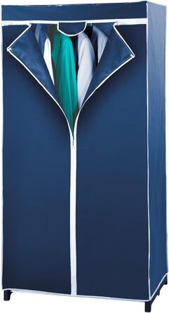 WENKO Wardrobe Air, practical fabric wardrobe for dust-free storage of textiles, stable metal frame, easy assembly, breathable non-woven material, 75 x 150 x 50 cm, Navy