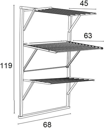 Настінна сушарка для білизни Karim від Arredamenti Italia, дерев'яна, висувна, 16 м дроту, фініш з вишневого дерева, міцна конструкція з масиву, незалежні сітки P63 x L68 x H119 см, колір вишня