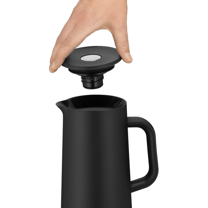WMF Impulse Thermos Flask 1l, Insulated Carafe for Coffee or Tea, Pressure Lock, Keeps Drinks Cold & Warm for 24h, Black