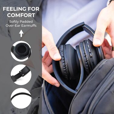 Бездротові навушники PowerLocus Over-Ear з Bluetooth, HiFi стерео, FM радіо та Micro SD/TF слотом (Чорний)
