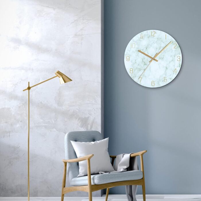 VIKMARI Glass Wall Clock Silent-Non Ticking Wall Clocks - Quality Quartz, Battery-Operated Round 12 Inch (Bracelet Style)