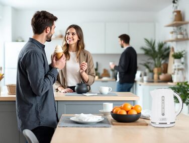 Електричний чайник Eldom C260 | 1.7 л | 2000 Вт | Ретро дизайн, білий | з індикатором рівня води