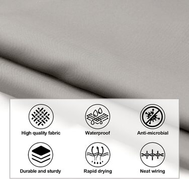 Штора для ванни 180x180 см, водонепроникна, антигрибкова, з кільцями, бежева (1 шт.)