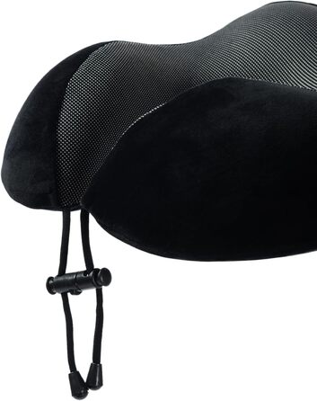 Подушка для шиї з піною з пам'яті, 360-градусна підтримка голови, зручна та легка, ідеальна для сну в літаку, авто, поїзді, автобусі та вдома, з чохлом для зберігання (Чорна)