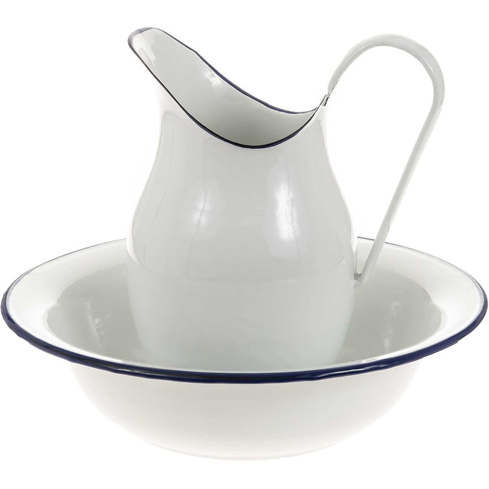 SIDCO Wash Basin + Jug Shabby Basin + Can Wash Set Vintage 2 pcs blue