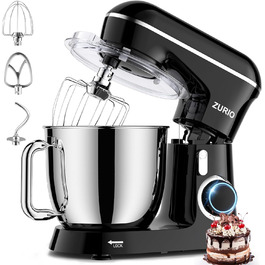 Stand Mixer, 1300W Zurio 5.5L Stand Mixer, 10-Speed Robot Mixer with Quiet Kneading Function, Includes Accessories: Dough Hook, Whisk, Black Mixer