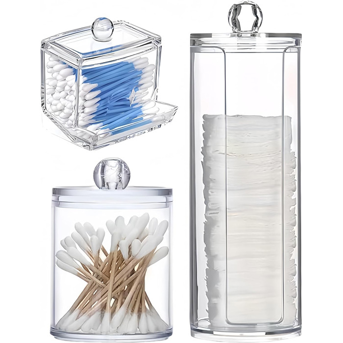 Організатор для косметики MIGUIWOR (3 шт.) - ватний диск, ватяні палички, прозорий