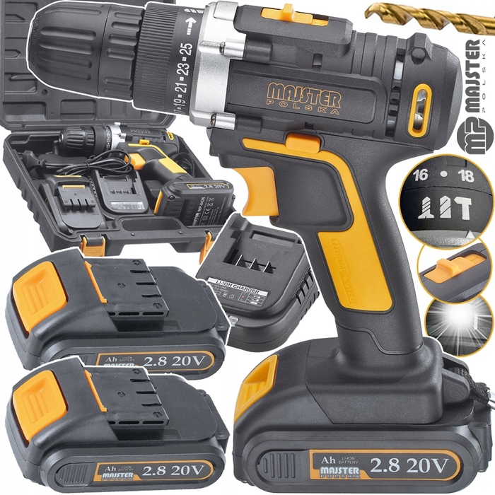 Акумуляторний дриль-шурупокрут Majster Polska MP0426U (20V, 2 акумулятори)