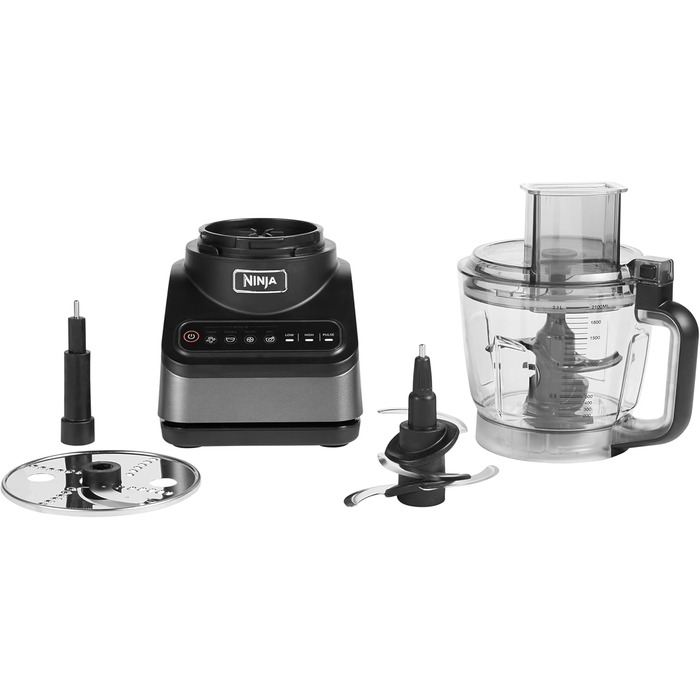 Ninja Food Processor with 4 programs; Chopping, Pureeing, Slicing, Mixing & 3 manual speeds, 2.1L bowl, chopping, slicing & dough blades, 850W, dishwasher safe, Black BN650EU Food Processor