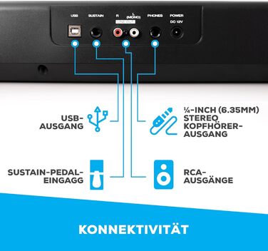 Alesis Recital - Електронне піаніно 88 клавіш для початківців з напівзваженими клавішами, динаміками, 5 преміум-звуками, виходом для навушників та підпискою на уроки гри на піаніно, чорного кольору