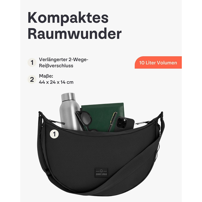 Сумка через плече Johnny Urban Ally Medium Сіра (10л) - Водовідштовхувальна Moon Bag для жінок та чоловіків