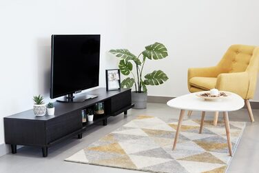 Iris Ohyama TV Furniture, TV Cabinet, TV Stand, TV Mount for screens up to 43 inches, 4 shelves, Extendable, Contemporary, Bedroom, Living Room - TV Cabinet - SAB-100 - White Oak (Black Oak, TV size up to 73 inches, With drawers)