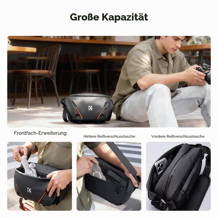 Сумка для фотоапарата та аксесуарів K&F Concept з напіввідкритим переднім відділенням, чорна