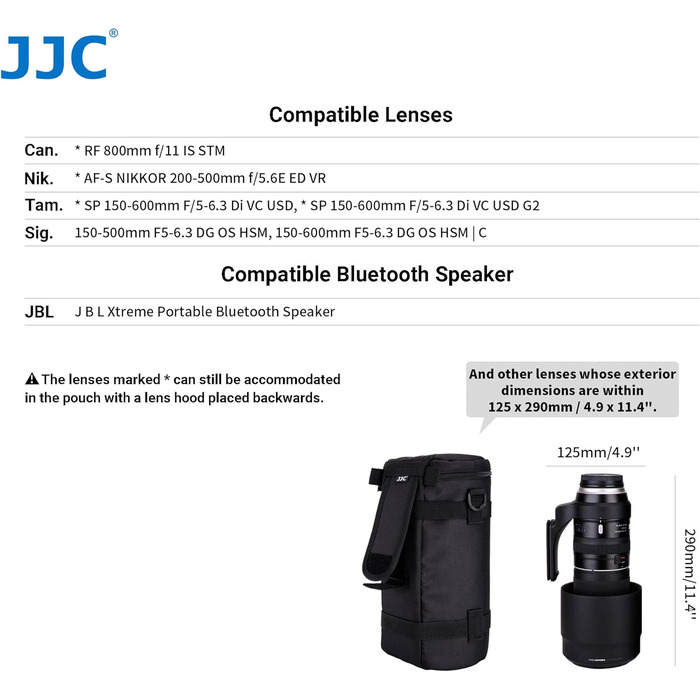 Чохол для об'єктива JJC DLP Deluxe, сумісний з Canon Zoom, DLP-7 (одинарний)
