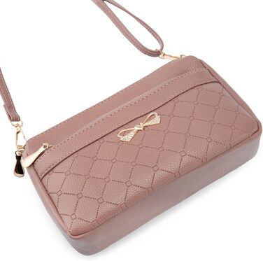 Сумка жіноча через плече маленька елегантна з тисненим візерунком, PU шкіра (Рожево-коричнева)