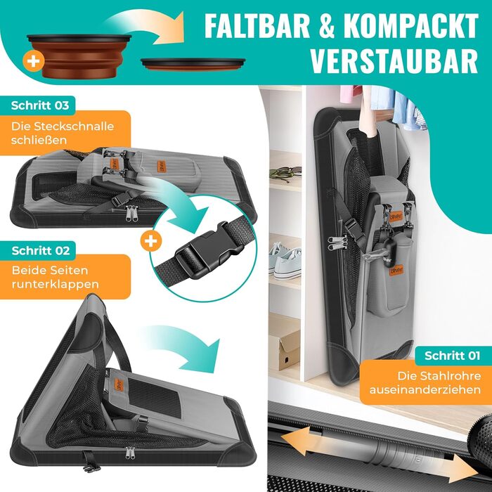 Транспортна переноска для собак та котів M 60x42x44 см | Складана переноска для тварин з мискою та плечовим ременем | Для котів та собак, сірий колір